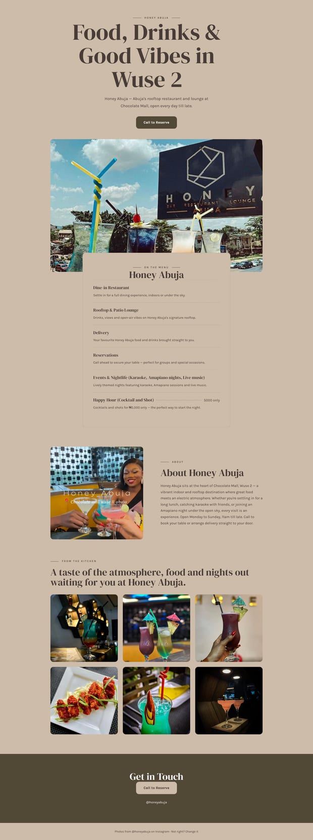 Dessert shop, Abuja — the site built from @honeyabuja