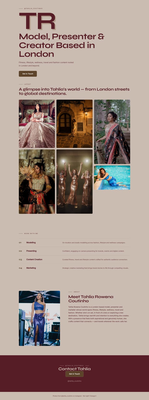 The website generated from @tahlia_coutinho